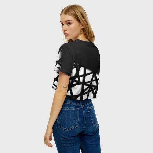 Женская футболка Crop-top 3D Black geometry, цвет 3D печать - фото 5