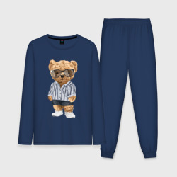 Мужская пижама с лонгсливом хлопок Модный плюшевый медведь