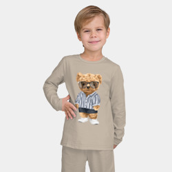 Детская пижама с лонгсливом хлопок Модный плюшевый медведь - фото 2