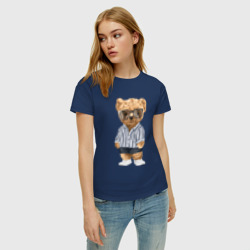 Женская футболка хлопок Модный плюшевый медведь - фото 2