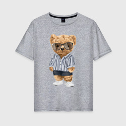 Женская футболка хлопок Oversize Модный плюшевый медведь