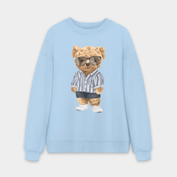 Мужской свитшот oversize без начеса хлопок Модный плюшевый медведь