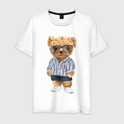 Мужская футболка хлопок Модный плюшевый медведь