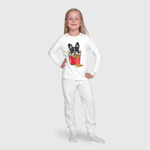 Детская пижама с лонгсливом хлопок Песик и картофель фри, цвет белый - фото 7