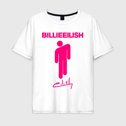 Мужская футболка оверсайз из хлопка с принтом Billie Eilish, вид спереди №1