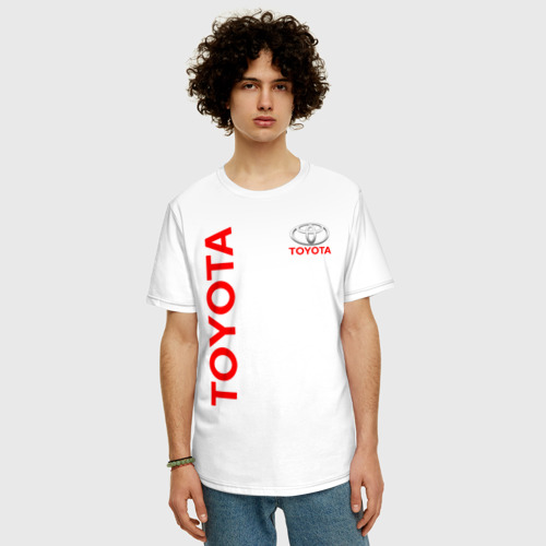 Мужская футболка хлопок Oversize с принтом TOYOTA | ТОЙОТА, фото на моделе #1