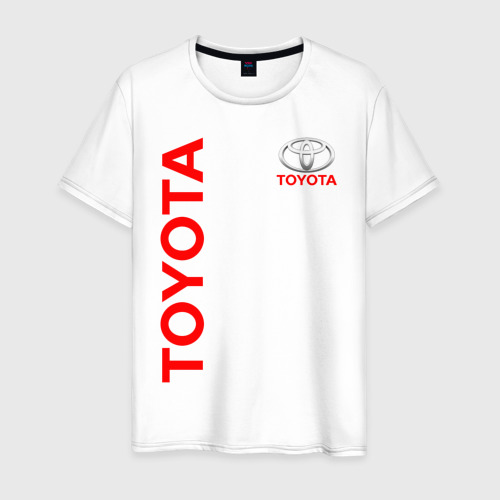 Мужская футболка из хлопка с принтом Toyota Тойота, вид спереди №1