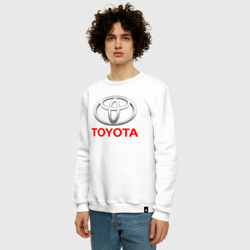 Мужской свитшот хлопок Toyota Тойота, цвет белый - фото 3