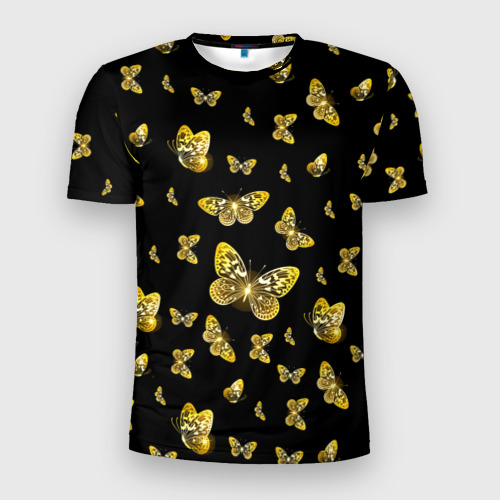 Мужская футболка 3D Slim Golden Butterfly pattern, цвет 3D печать