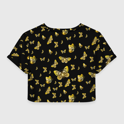 Женская футболка Crop-top 3D Golden Butterfly pattern, цвет 3D печать - фото 2