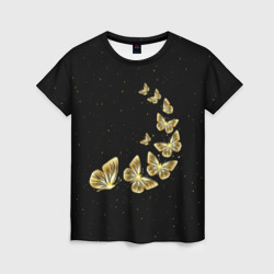 Женская футболка 3D Golden Butterfly in Space