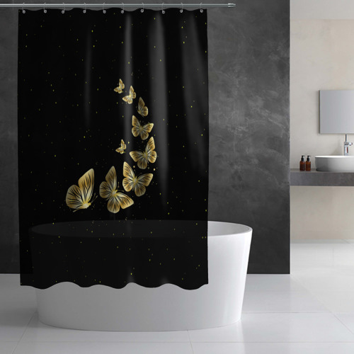 Штора 3D для ванной Golden Butterfly in Space - фото 3