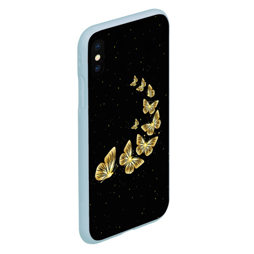 Чехол для iPhone XS Max матовый Golden Butterfly in Space, цвет голубой - фото 3