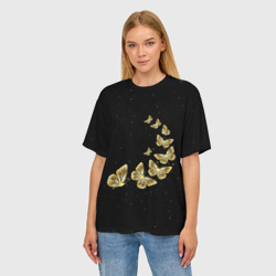 Женская футболка oversize 3D Golden Butterfly in Space - фото 2
