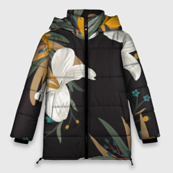 Женская зимняя куртка Oversize Цветочный арт