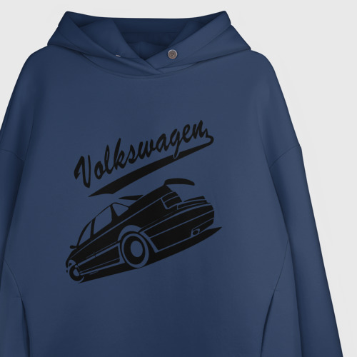 Женское худи Oversize хлопок Volkswagen Passat Фольксваген Пассат, цвет темно-синий - фото 3