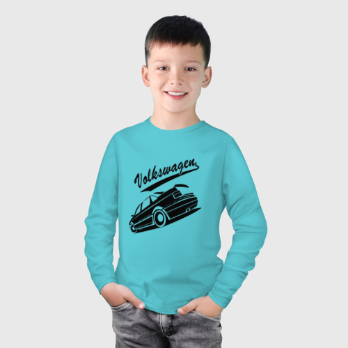 Детский лонгслив хлопок с принтом Volkswagen Passat | Фольксваген Пассат (Z), фото на моделе #1