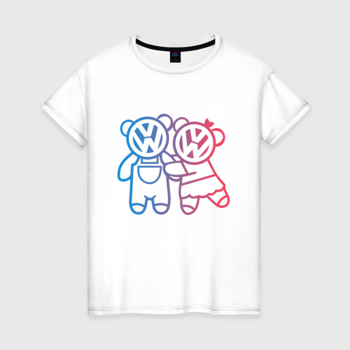 Женская футболка хлопок с принтом Volkswagen Bears | Фольксваген (Z), вид спереди #2