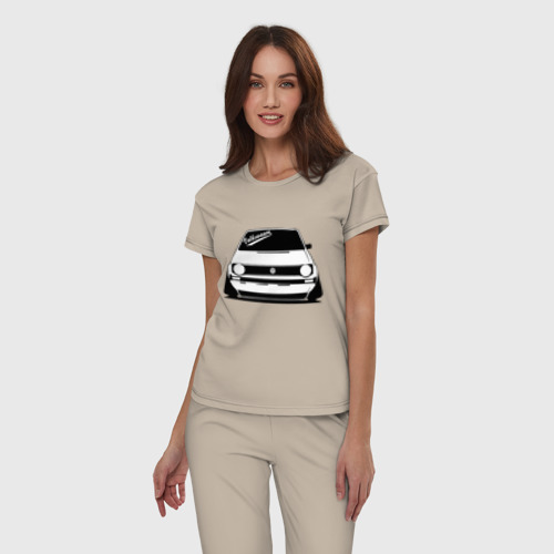 Женская пижама хлопок Volkswagen Golf Фольксваген Гольф, цвет миндальный - фото 3