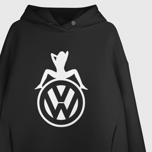 Женское худи Oversize хлопок Volkswagen Girl Фольксваген, цвет черный - фото 3