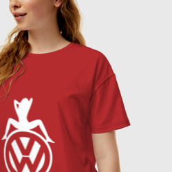 Женская футболка хлопок Oversize Volkswagen Girl Фольксваген - фото 2