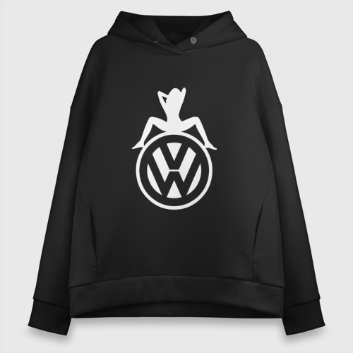 Женское худи Oversize хлопок Volkswagen Girl Фольксваген, цвет черный