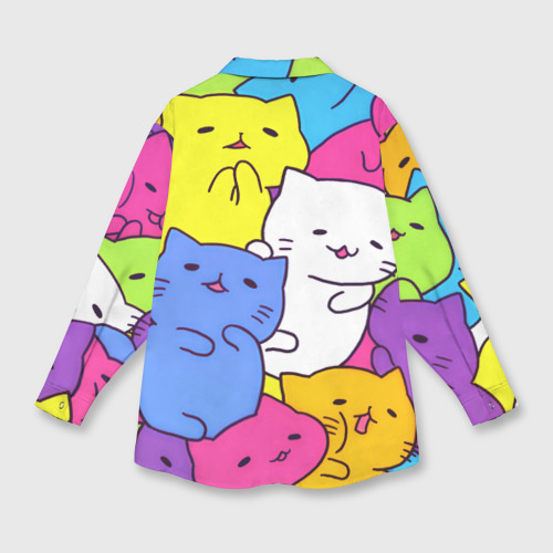Женская рубашка oversize 3D с принтом Милые котятки, вид сзади #1