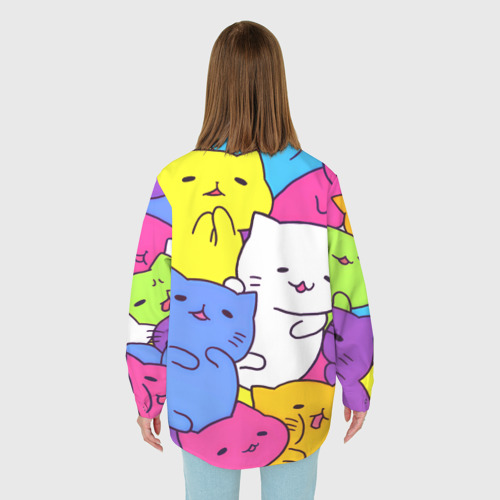 Женская рубашка oversize 3D с принтом Милые котятки, вид сзади #2