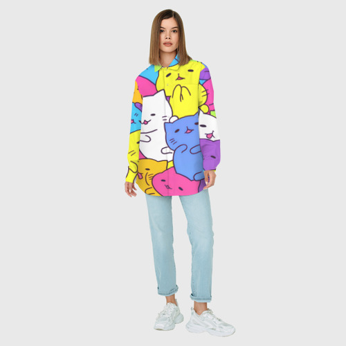 Женская рубашка oversize 3D с принтом Милые котятки, вид сбоку #3