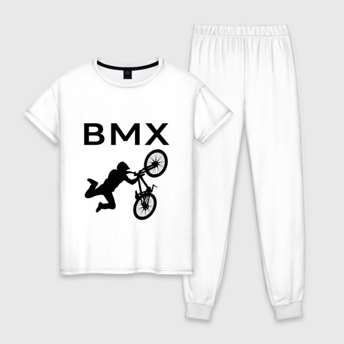 Женская пижама хлопок с принтом Велоспорт BMX (Z), вид спереди #2