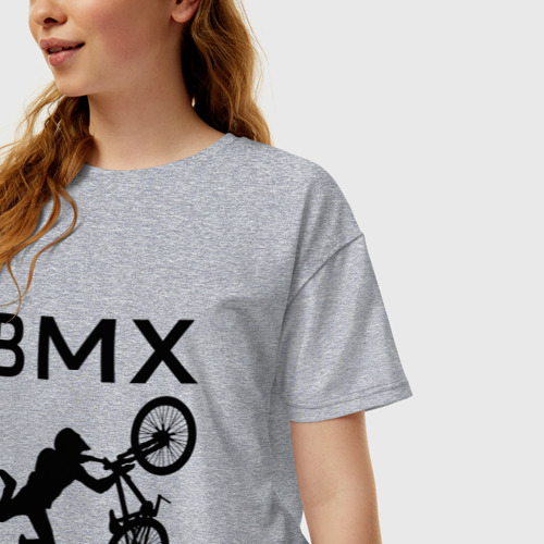 Женская футболка хлопок Oversize Велоспорт BMX, цвет меланж - фото 3