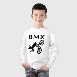 Лонгслив с принтом Велоспорт BMX для мужчины, вид на модели спереди №2. Цвет основы: белый