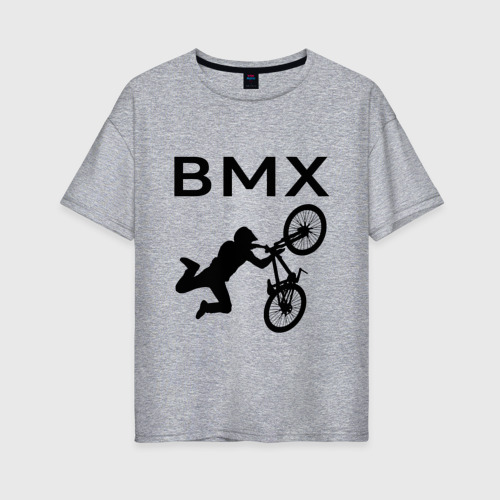 Женская футболка хлопок Oversize Велоспорт BMX, цвет меланж