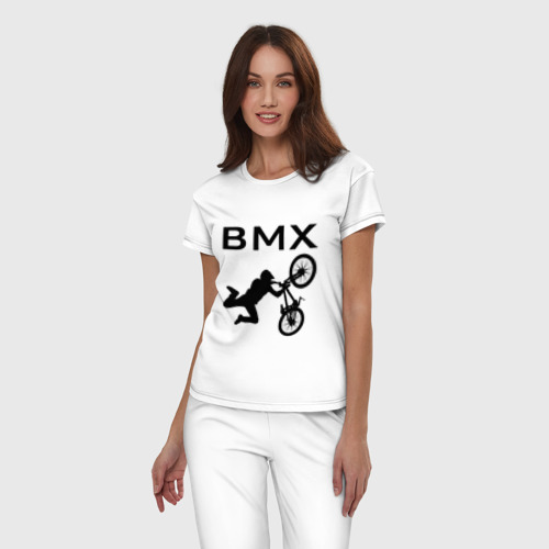 Женская пижама хлопок с принтом Велоспорт BMX (Z), фото на моделе #1