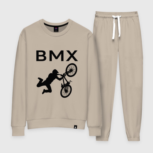 Женский костюм хлопок с принтом Велоспорт BMX (Z), вид спереди #2