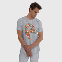 Мужская пижама хлопок Лисичка из цветов - фото 2
