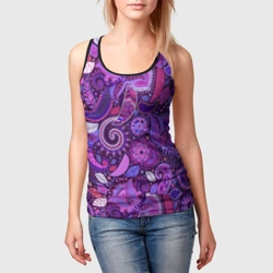Женская майка 3D Фиолетовый этнический дудлинг - фото 2