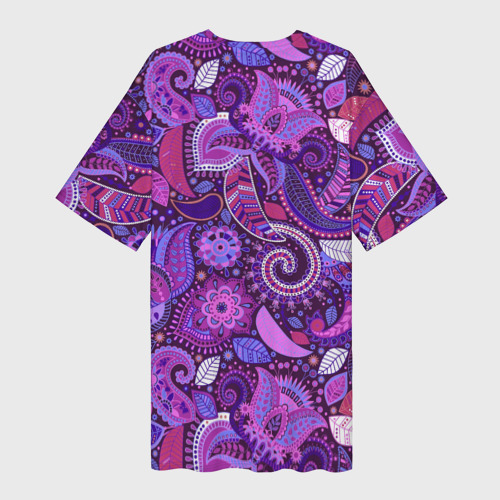 Платье-футболка 3D Фиолетовый этнический дудлинг, цвет 3D печать - фото 2