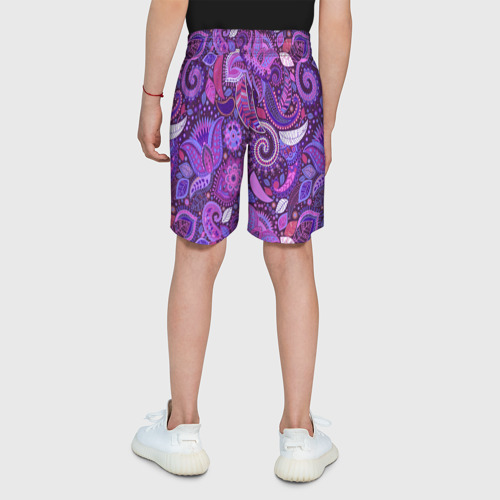 Детские спортивные шорты 3D Фиолетовый этнический дудлинг, цвет 3D печать - фото 5
