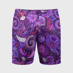 Мужские шорты спортивные Фиолетовый этнический дудлинг
