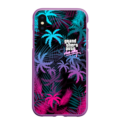 Чехол для iPhone XS Max матовый GTA Vice city, цвет фиолетовый