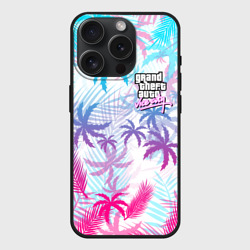 Чехол силиконовый для Apple iPhone 15 Pro Мax матовый GTA Vice city ГТА Вайс сити neon palms