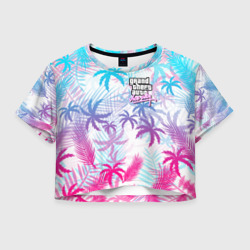 Женская футболка Crop-top 3D GTA Vice city ГТА Вайс сити neon palms