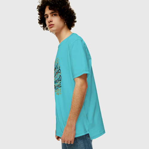 Мужская футболка хлопок Oversize Фантастические твари, цвет бирюзовый - фото 5