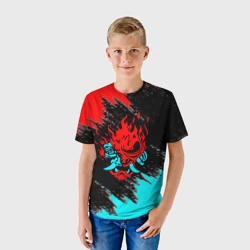 Детская футболка 3D Cyberpunk 2077 red demon samurai - фото 2