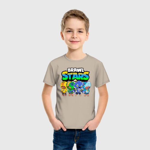 Детская футболка хлопок Brawl Stars Leon, цвет миндальный - фото 3