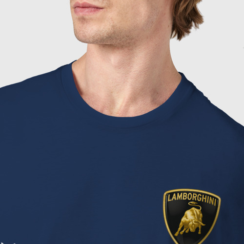 Мужская футболка хлопок Lamborghini, цвет темно-синий - фото 6
