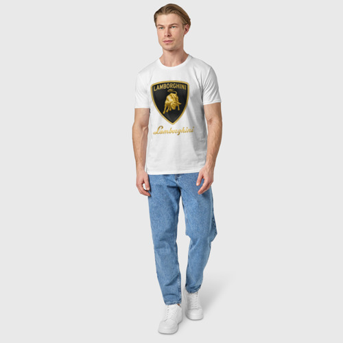 Мужская футболка хлопок Lamborghini, цвет белый - фото 5
