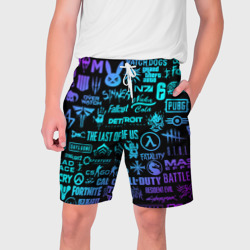 Мужские шорты 3D Неоновые логотипы игр
