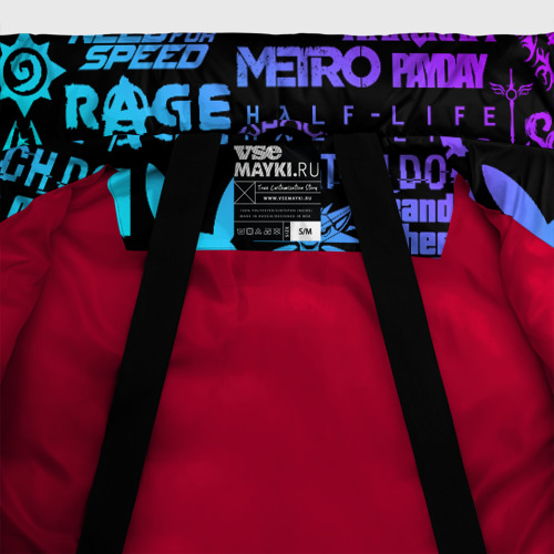 Женская зимняя куртка Oversize Неоновые логотипы игр, цвет красный - фото 7